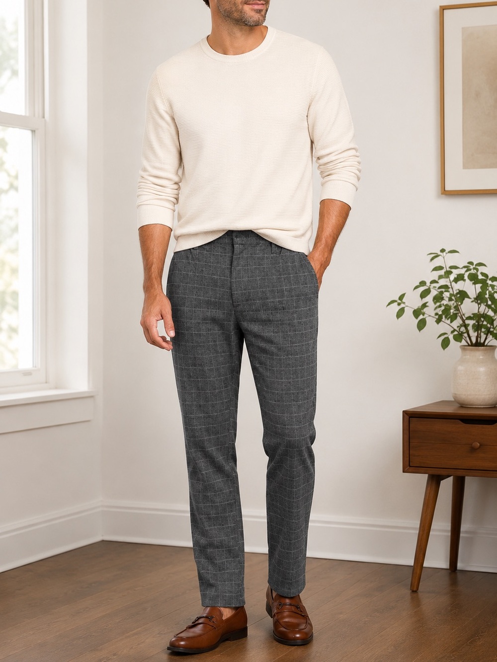 NWT Civil Society Brooklyn Glen Plaid Dress Pants Men’s 30x32 Charcoal Gray
